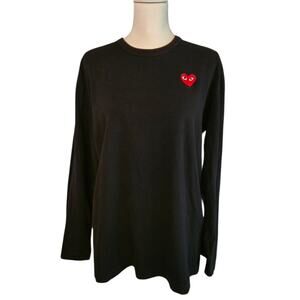 Comme des Garcons PLAY Tee Women's XL Black Long Sleeve